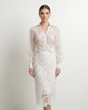 CONJUNTO MIDI "IVORY PEARL" | BLUSA & FALDA DE ENCAJE