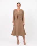 Camel Suede Pearl Three-Piece Set  Collection: TIMELESS / Sastrería de Autor