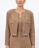 Camel Suede Pearl Three-Piece Set  Collection: TIMELESS / Sastrería de Autor