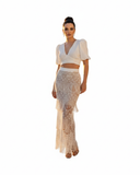 CONJUNTO CROP TOP & FALDA BORDADA