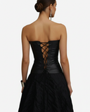VESTIDO NEGRO CORSET CON FALDA VOLUMEN