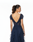 Vestido azul de tul bordado