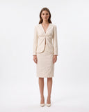 Ivory Floral Brocade Three-Piece Tailored Set