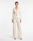 Ivory Floral Brocade Three-Piece Tailored Set