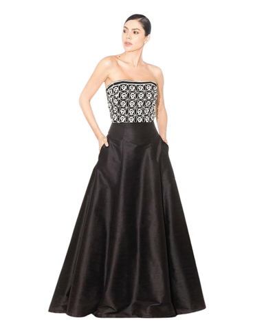 Joya Única - Vestido Largo Shantung Negro