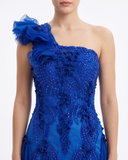 Royal Cobalt Sculptural Organza & Embellished Gown