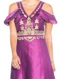 Vestido de Shantung y Arabescos de Hilo de Seda