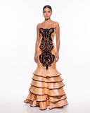 VESTIDO "BAROQUE CONTRAST" | FILIGRANA, PERLAS & VOLADOS