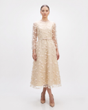 Midi Dress SILK PETALS  – Organza & 3D Texture