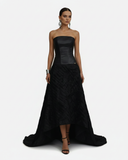 VESTIDO NEGRO CORSET CON FALDA VOLUMEN