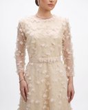 Midi Dress SILK PETALS  – Organza & 3D Texture