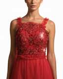 VESTIDO CORTO ROJO EN TUL