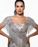 Vestido largo en shantung de gala