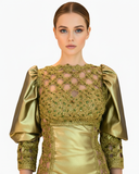 VESTIDO DORADO CON CALADOS