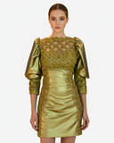 VESTIDO DORADO CON CALADOS
