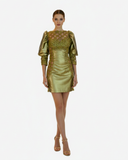 VESTIDO DORADO CON CALADOS