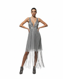 Vestido Gris con lentejuelas y Flecos